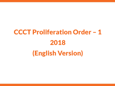 CCCT Proliferation Order – 1 – 2018 (English Version)