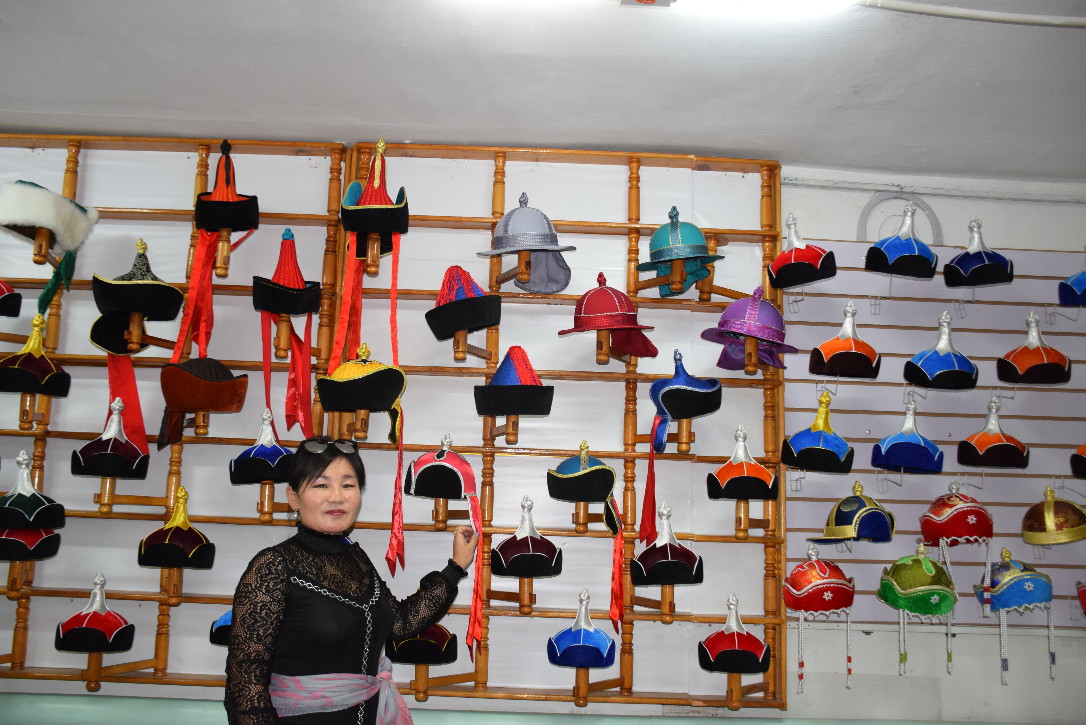 Ankhtuya with her expanded hat stall 