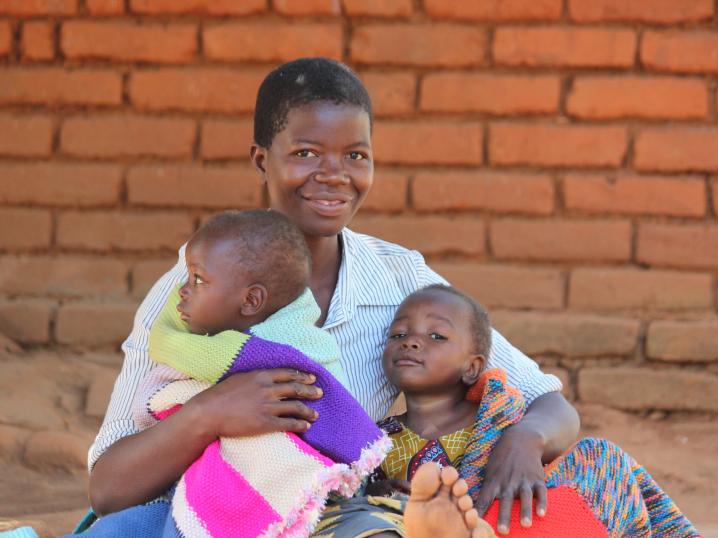 Mother with two children in Africa