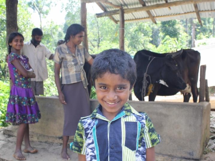 Five-year old Asanka smiles for camera