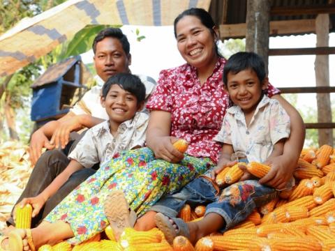 VF Cambodia client and family at sweet corn business
