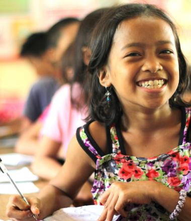 Girl in her classroom in the Philippines