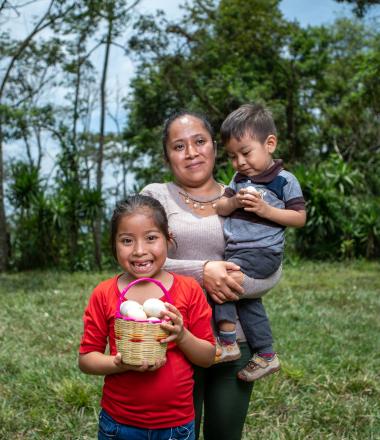 Mother and her two children from Guatemala